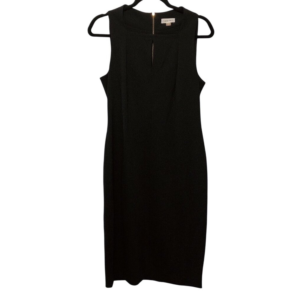 Calvin Klein Solid Black Square Neck Sleeveless S… - image 1